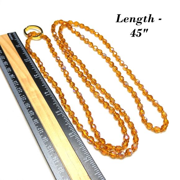 Joan Rivers Czech Glass Beaded Necklace, Gold Plated Enhancer, 45 Inch, 1990s - Picture 6 of 9